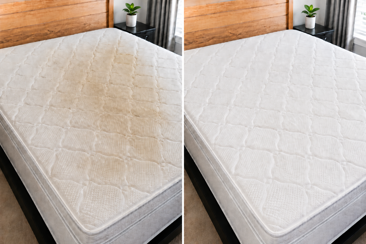 Before and after professional mattress cleaning